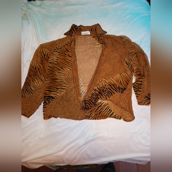 Womens Leppard & tiger print cardigan - Picture 1 of 3